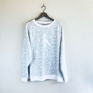 Calvin Klein Jeans Leopard Logo White Grey Plus Size Sweatshirt Sz 2X NWT